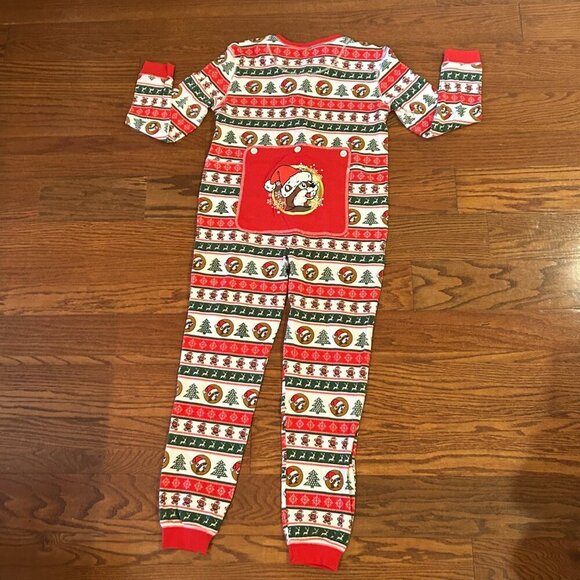 Buc-ee's Striped Christmas Adult Large Beaver Logo Long John Pajamas - Picture 9 of 12